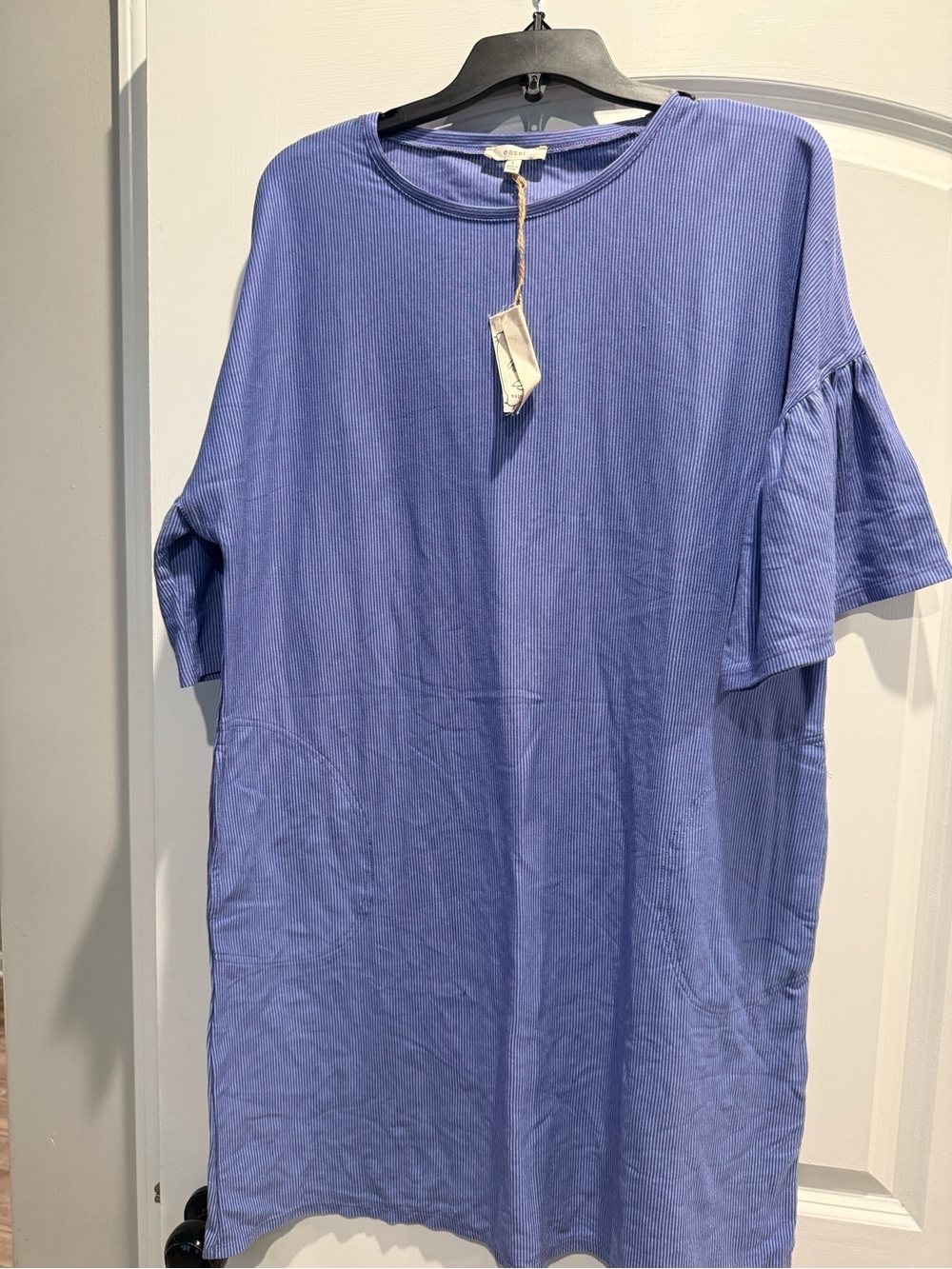 easel Blue Midi Dress with Ruffled Sleeve